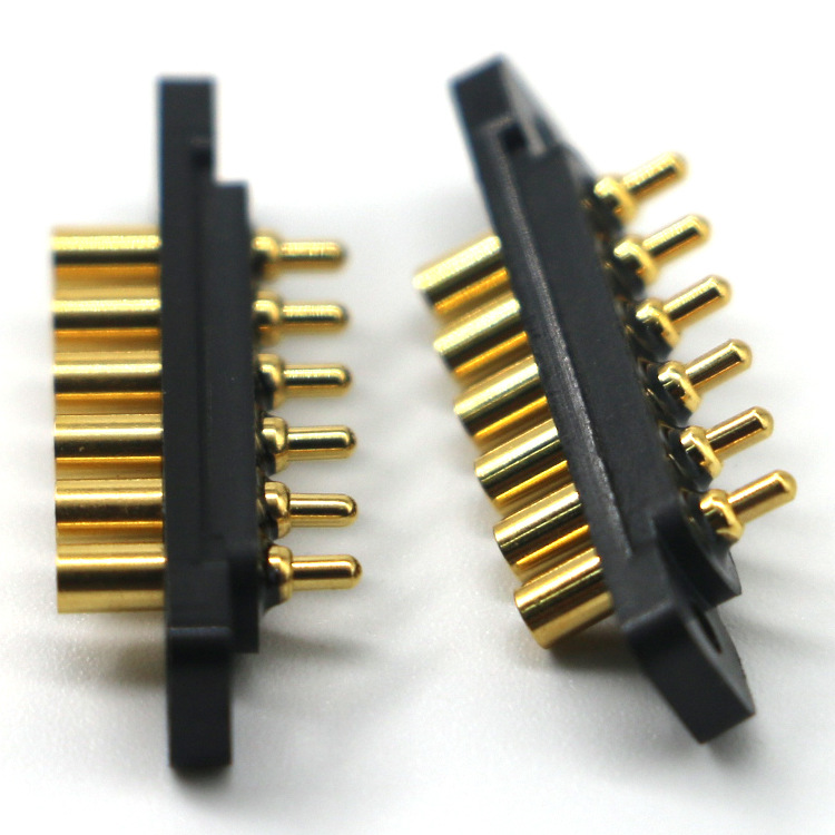 工廠單排6pin pogopin探針連接器 手機(jī)數(shù)碼設(shè)備彈簧針充電針定 制