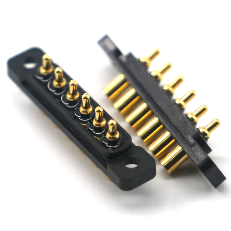 工廠單排6pin pogopin探針連接器 手機(jī)數(shù)碼設(shè)備彈簧針充電針定 制
