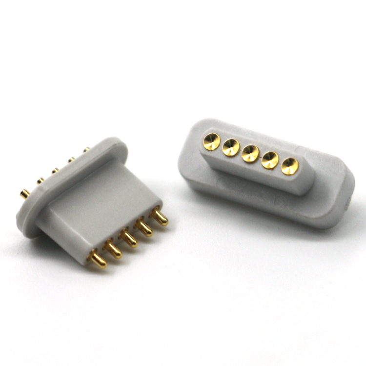 5PIN 彈簧針連接器 白色 pogo pin 間距2.54mm 鍍金 大電流接觸針